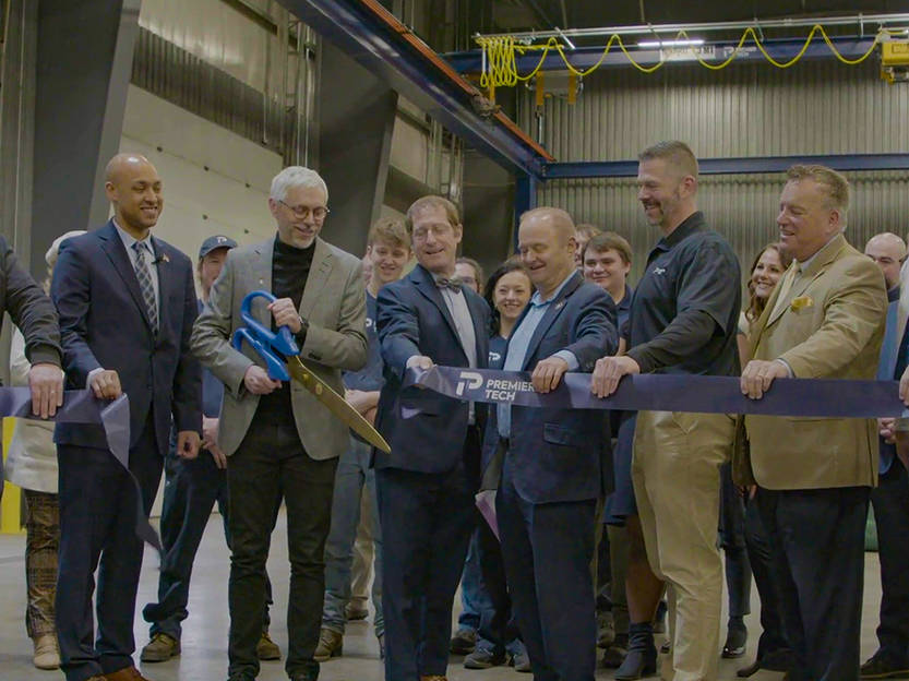 Ribbon cutting ceremony for Premier Tech Water and Environment's new manufacturing plant in the United States.