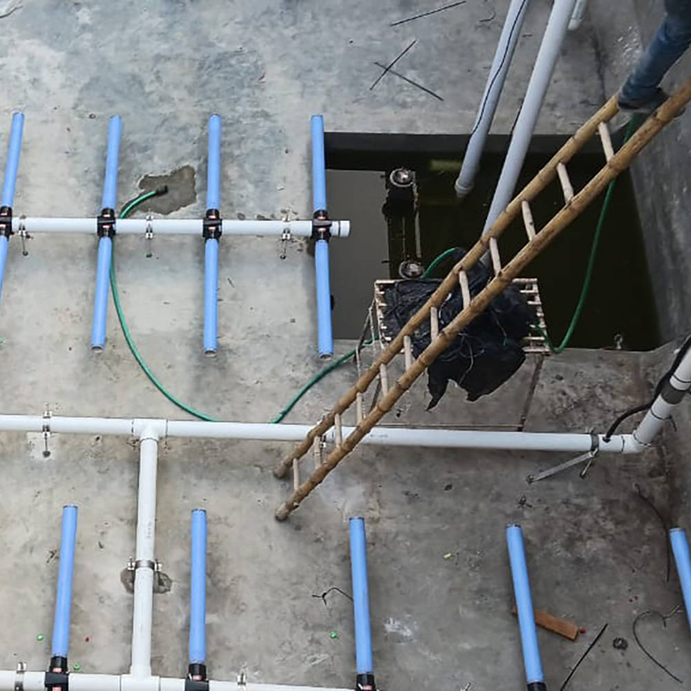 Ecoprocess fine bubble tube diffuser in a municipal wastewater treatment plant.