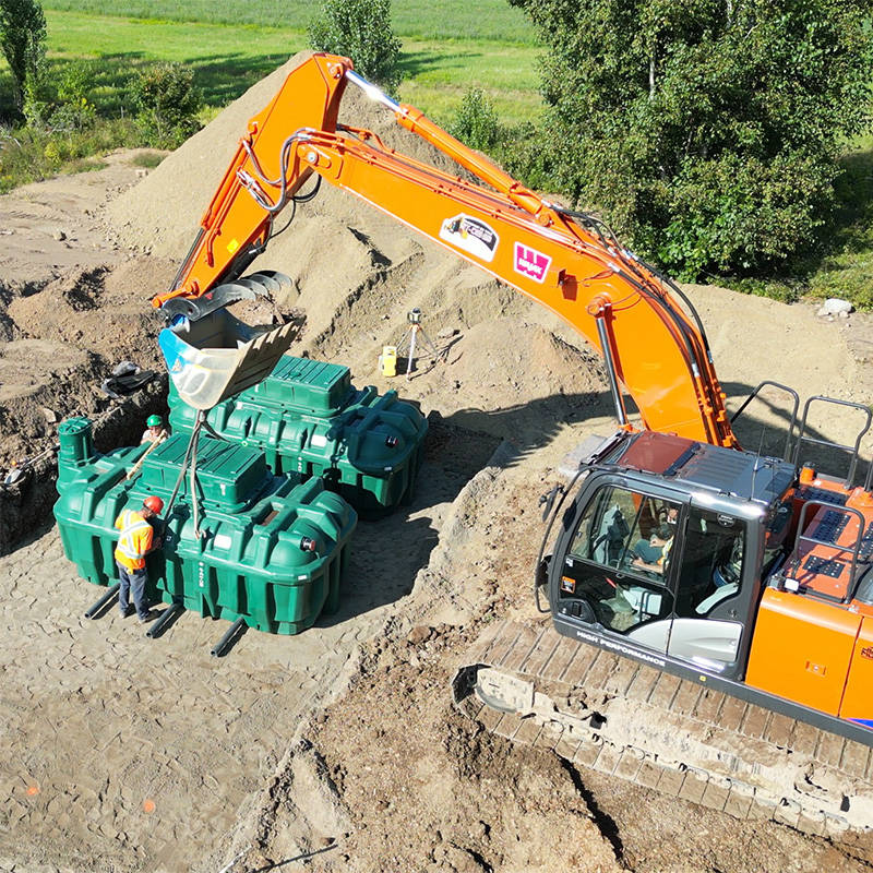 Installation of several Ecoflo compact biofilter septic systems to treat wastewater for a campground in Québec, Canada.