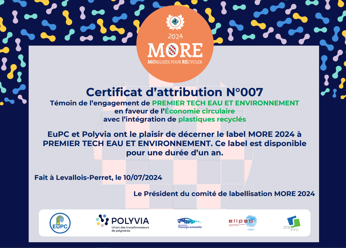 Label MORE Premier Tech Eau et Environnement France
