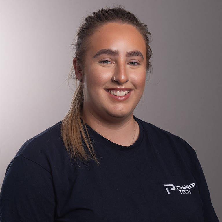 Portrait of Hannah Long, a service engineer trainee at Premier Tech in the UK.